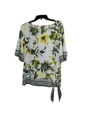 Chicos Love Story Border boat neck side tie T size L